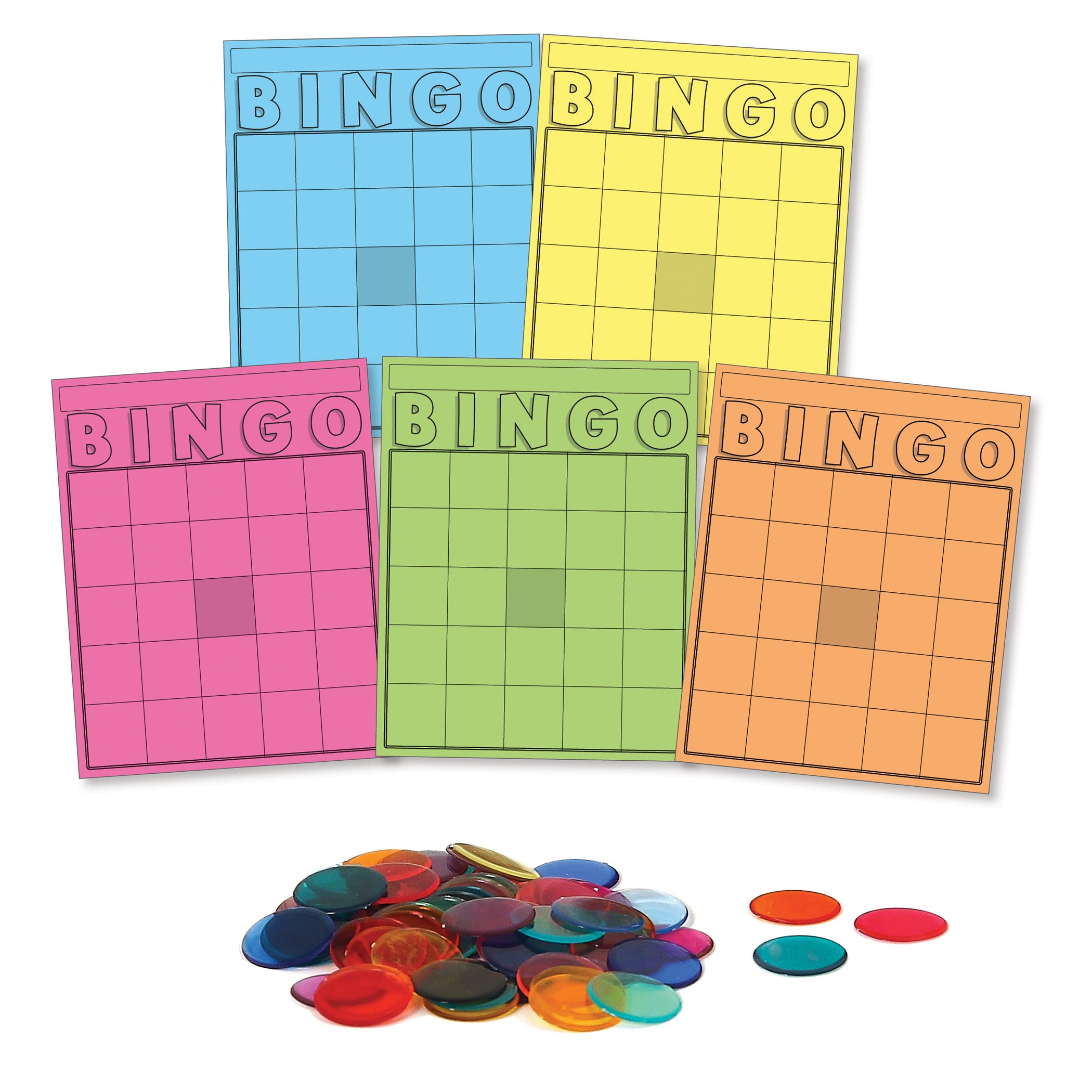 Bingo Card and Counters Set - 1000 chips and 50 Bingo colored cards