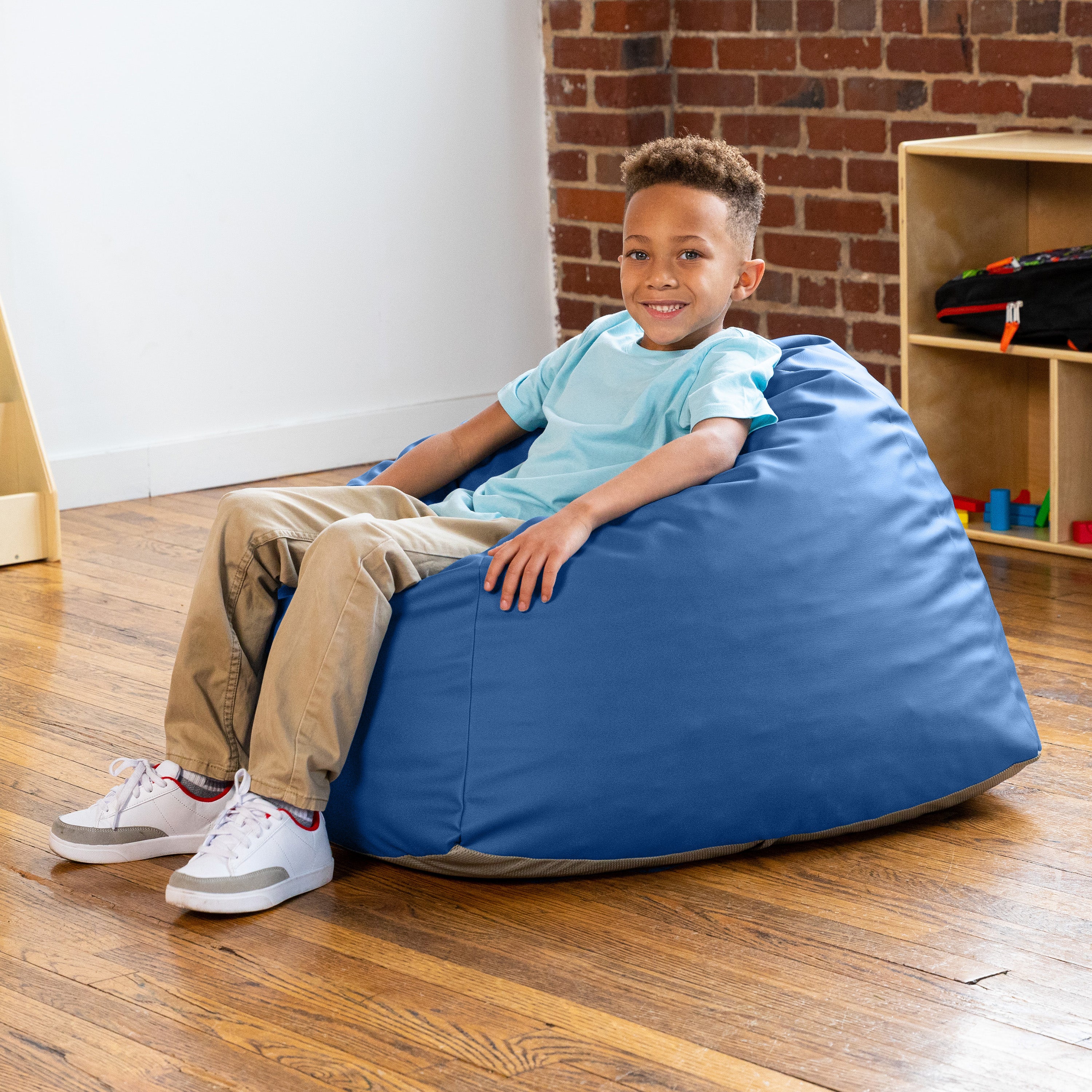 Jaxx Gumdrop Jr. Kids Bean Bag for Early Childhood & Educational Environments, Premium Vinyl - Royal Blue