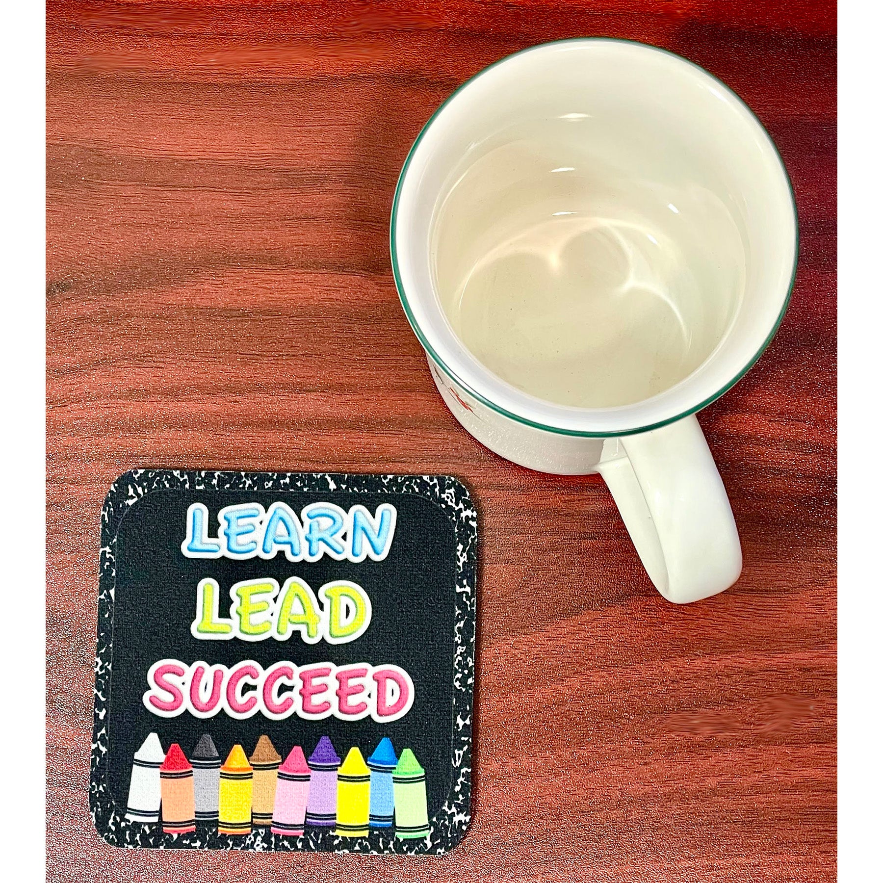 The Original Fun Mat® Computer Desk Mats, Set of 3, (1) Mouse Pad, (1) Keyboard Wrist Pad, (1) Coaster, Learn, Lead, Succeed, Crayon Composition