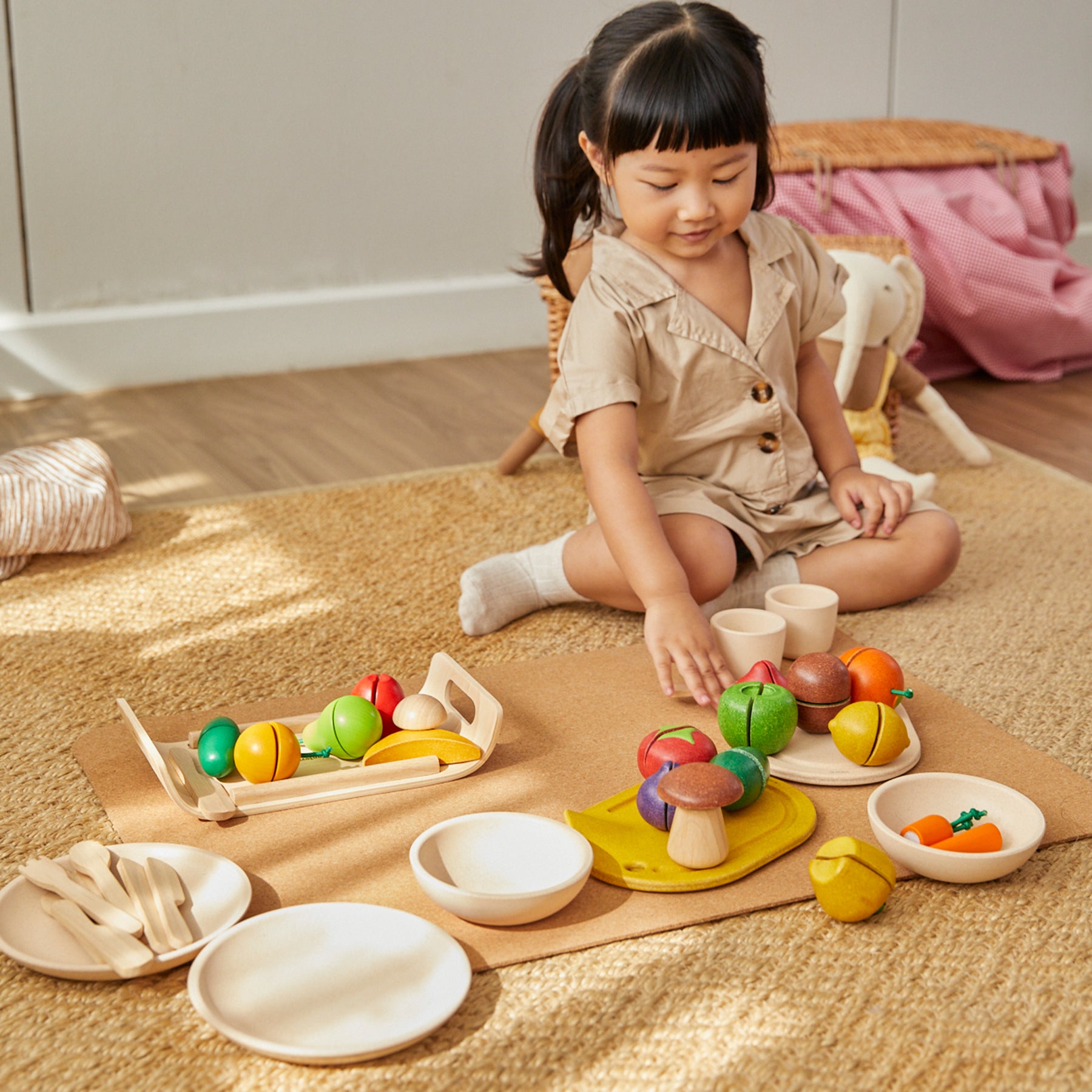 Wooden Pretend Play Fruit and Vegetable Food Set