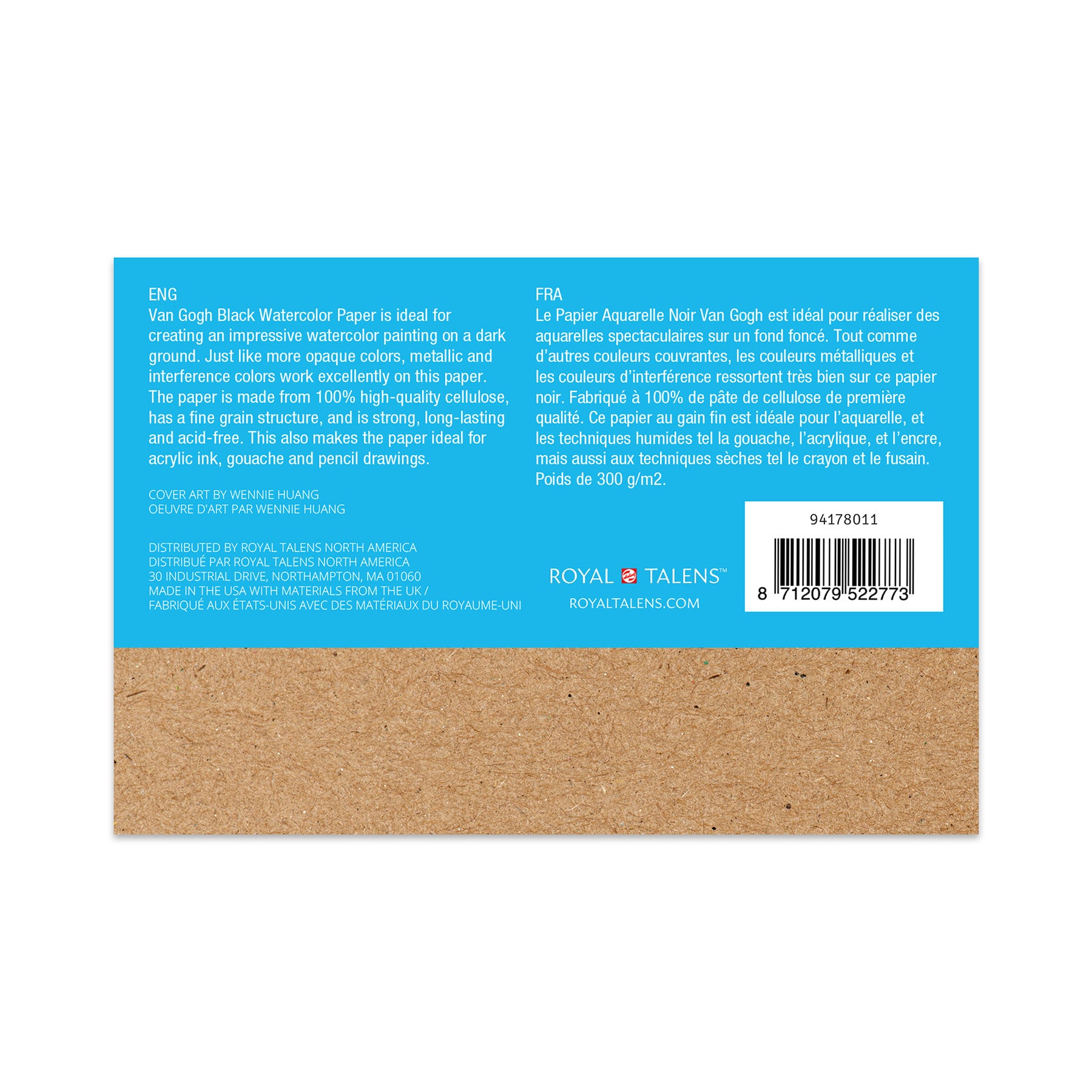 Watercolor Paper Pad, 140lbs, Black, Cold Press, 4" x 6", 15 Sheets