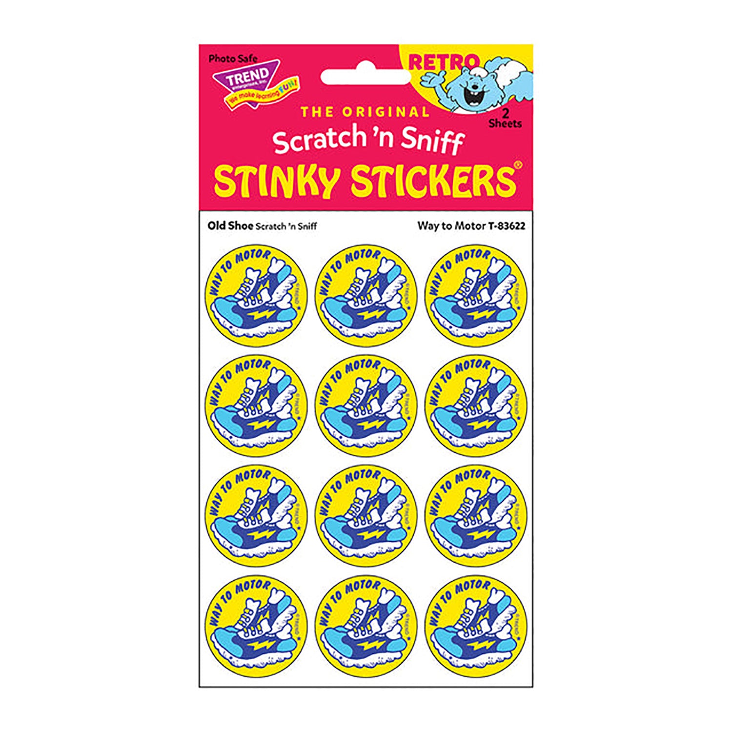Way to Motor/Old Shoe Scented Stickers, Pack of 24