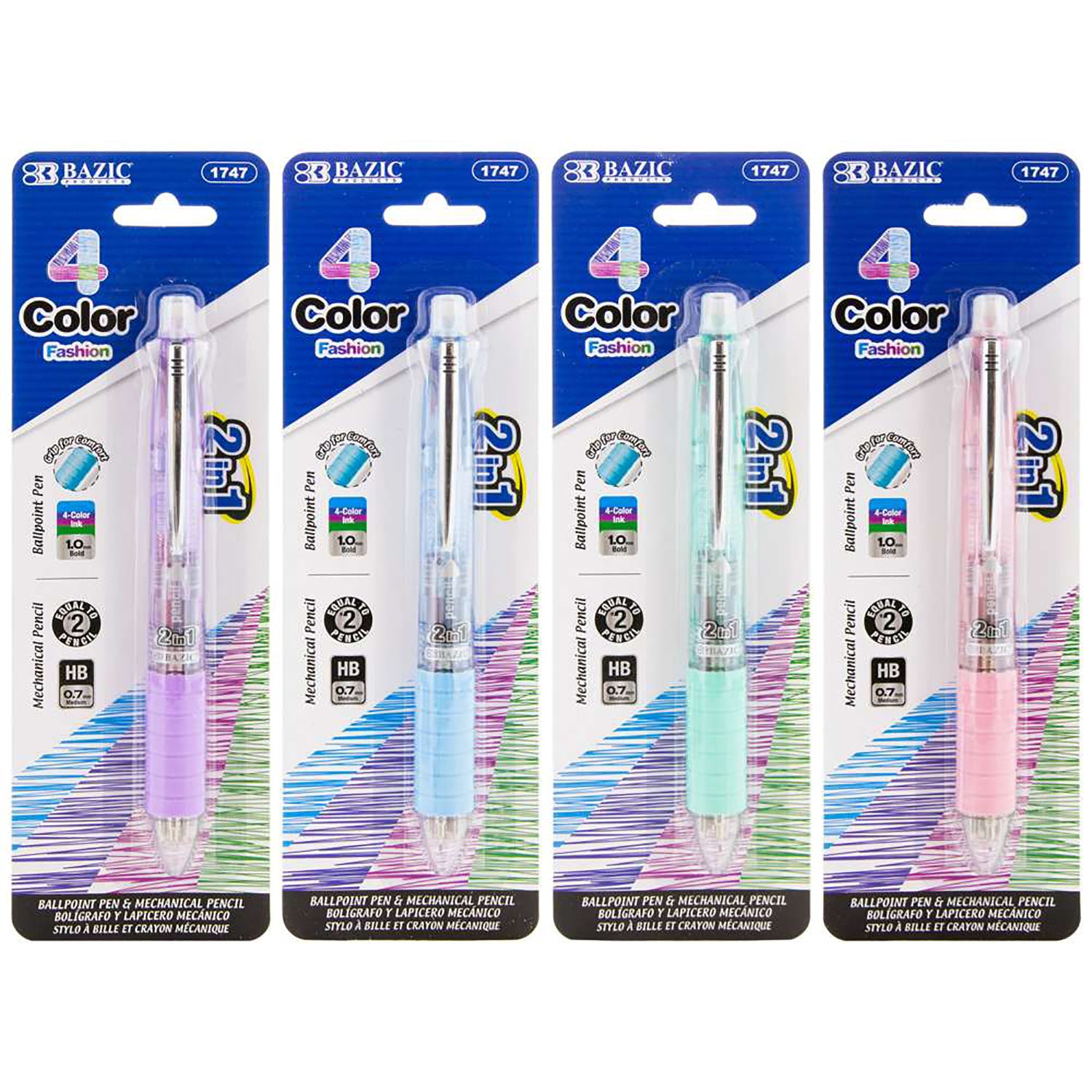 2-In-1 Mechanical Pencil & 4-Fashion Color Pen with Grip