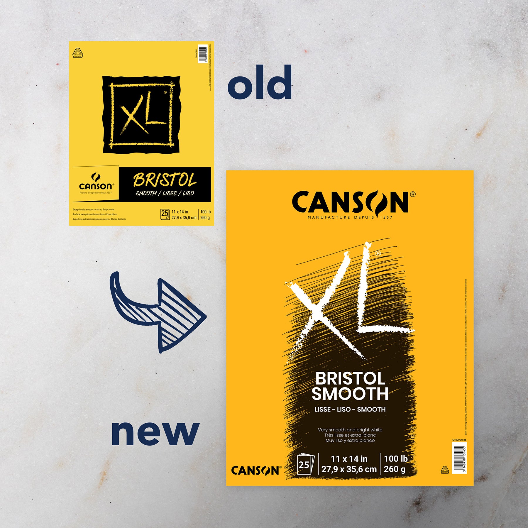 XL Series Bristol Pad, Smooth Finish, Foldover Binding, 25 Sheet, 11x14 inch, 1 Count