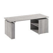 Bush Business Furniture Stratus&nbsp;72W x&nbsp;30D Electric Height Adjustable Standing Desk with Bookcase in Platinum Gray with Metallic Gray Base - 71.02" Width x 29.37" Depth x 27.44" Height