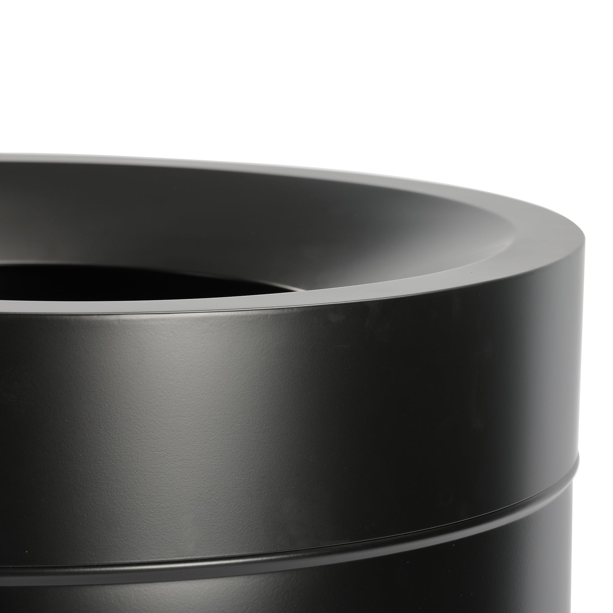 50 Gallon Stainless Steel Trash Can with Liner in Matte Black