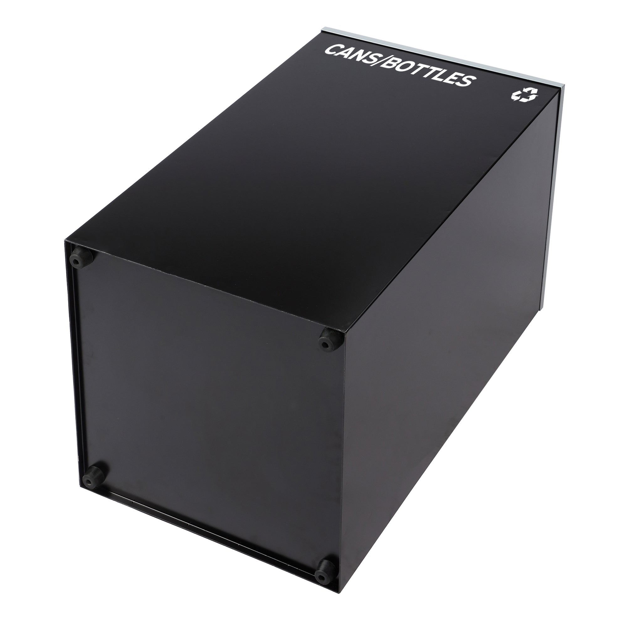 Square Recycling Bin – 29 Gallons - Black Can, Mixed Opening Lid, for Cans/Bottles