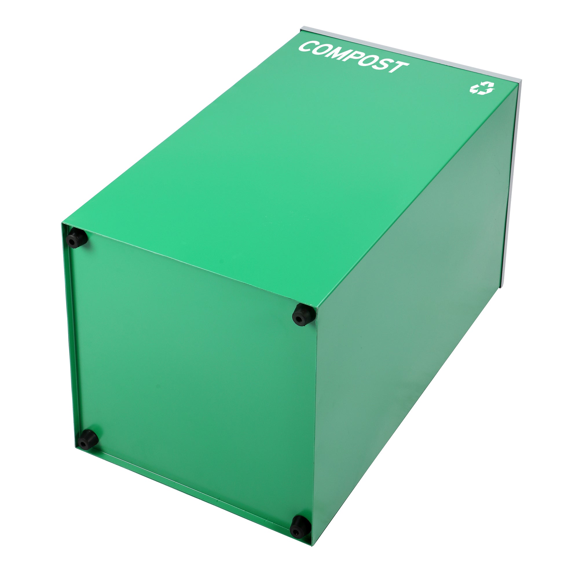 Square Recycling Bin – 29 Gallons - Green Can, Square Opening Lid, for Compost