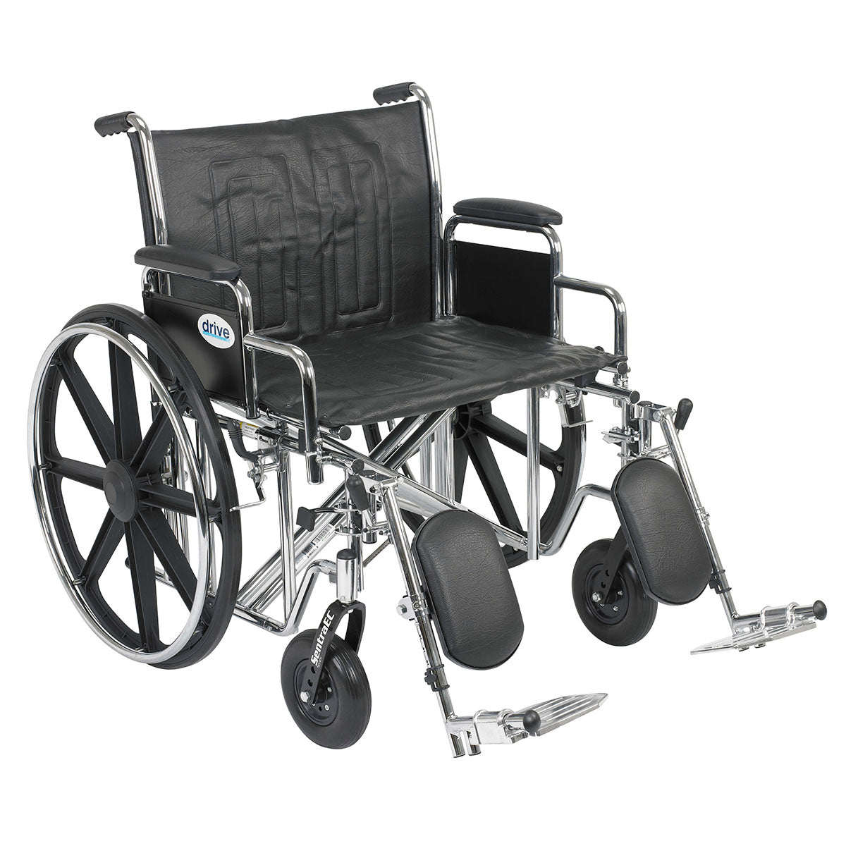 Drive, Sentra EC Heavy Duty Wheelchair, Detachable Desk Arms, Elevating Leg Rests, 24"Seat