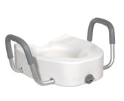 Drive, Premium Plastic Raised Toilet Seat with Lock and Padded Armrests, Elongated