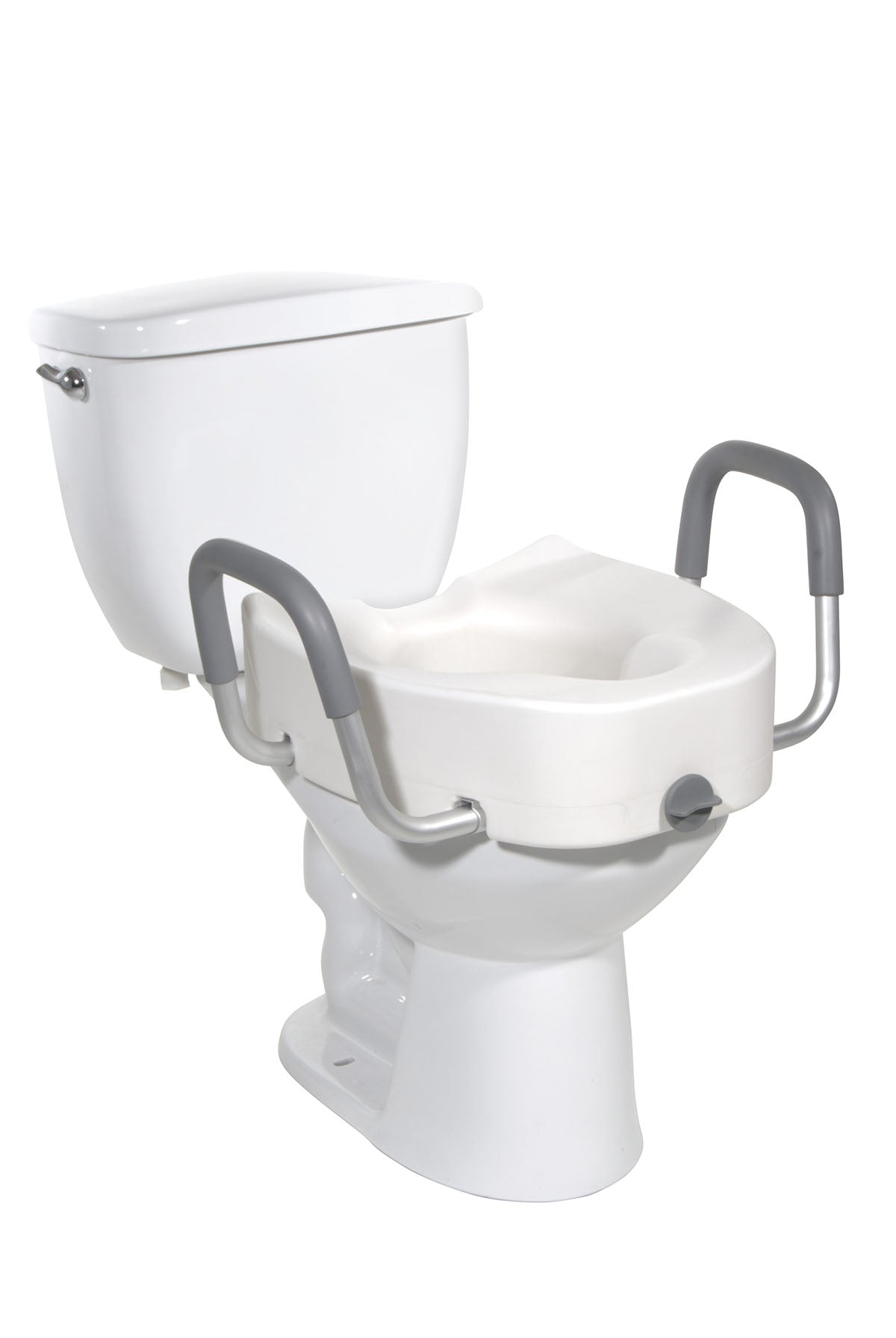 Drive, Premium Plastic Raised Toilet Seat with Lock and Padded Armrests, Elongated