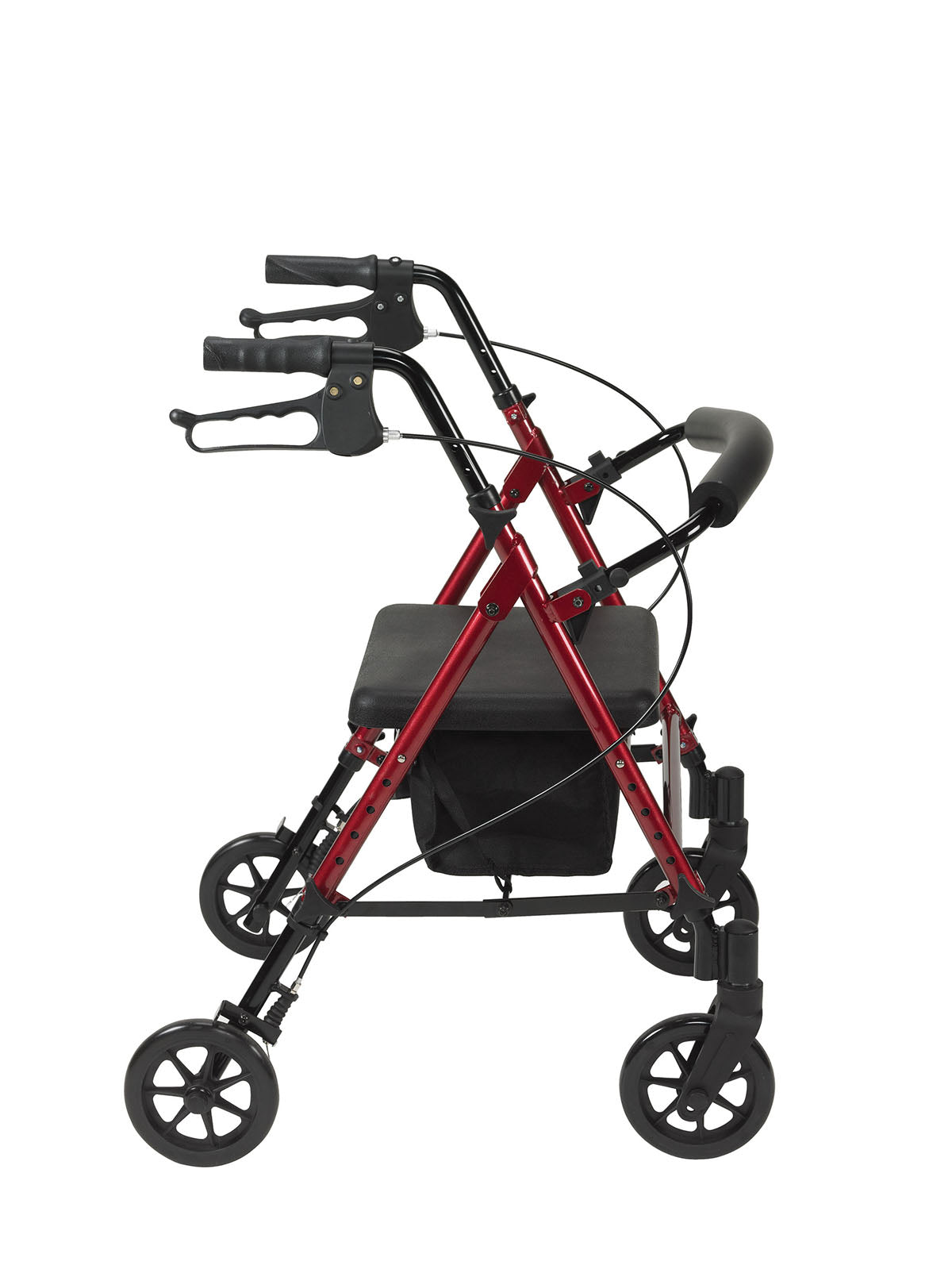 Adjustable Height Rollator, 6" Casters, Red