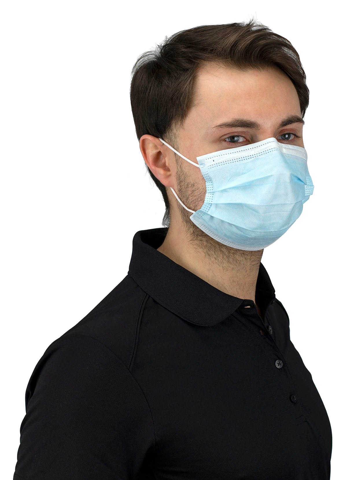 3 Ply Disposable Face Masks with Ear Loops and Adjustable Nose Clips, Box of 50