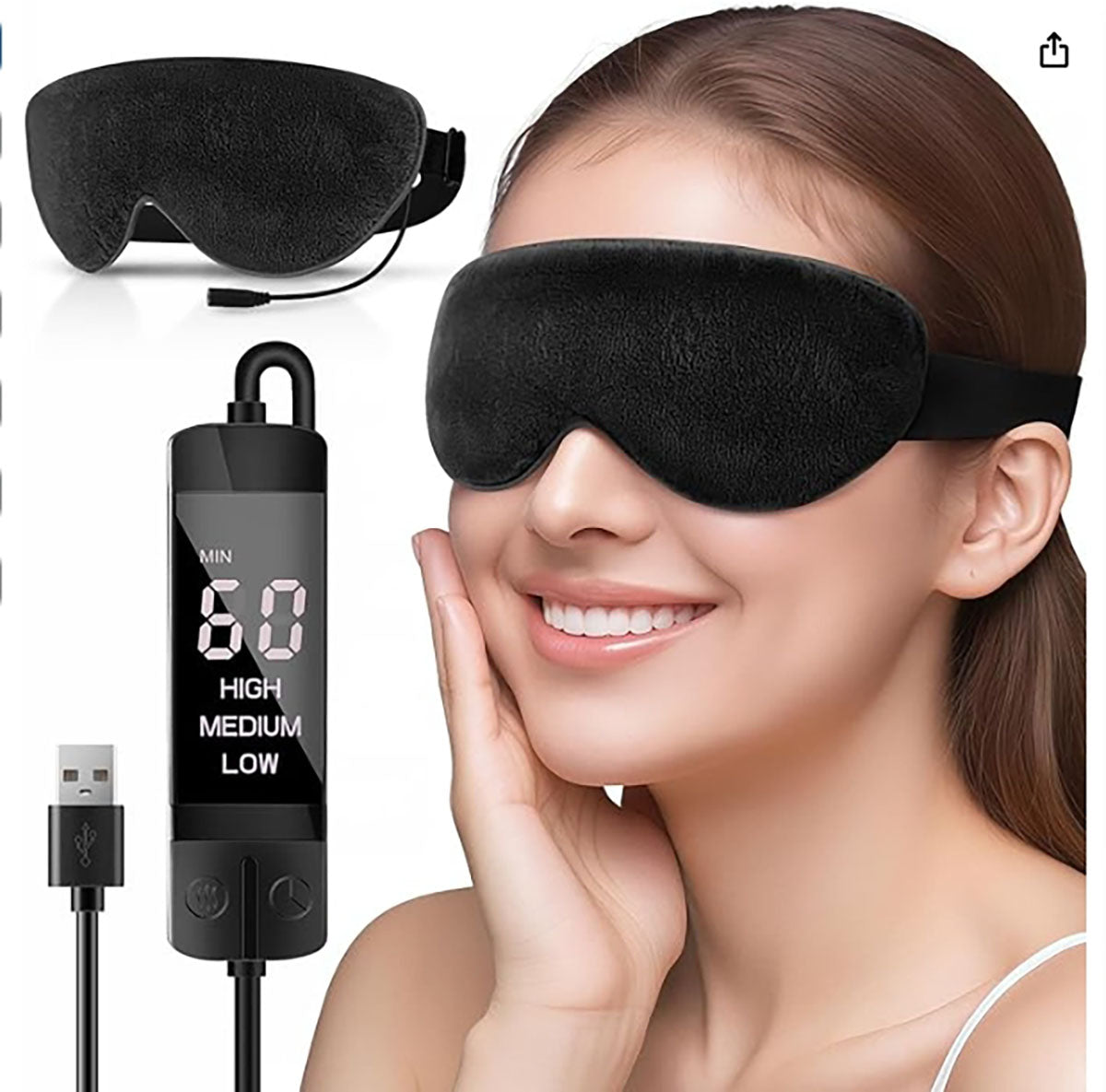 Heated Eye Mask--Warm Eye Compress Heating Pad w/ Temp. Control