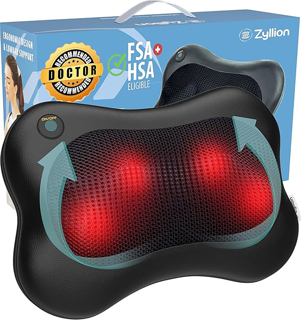 Zyllion Shiatsu Back and NeckPad with Heat - Cordless