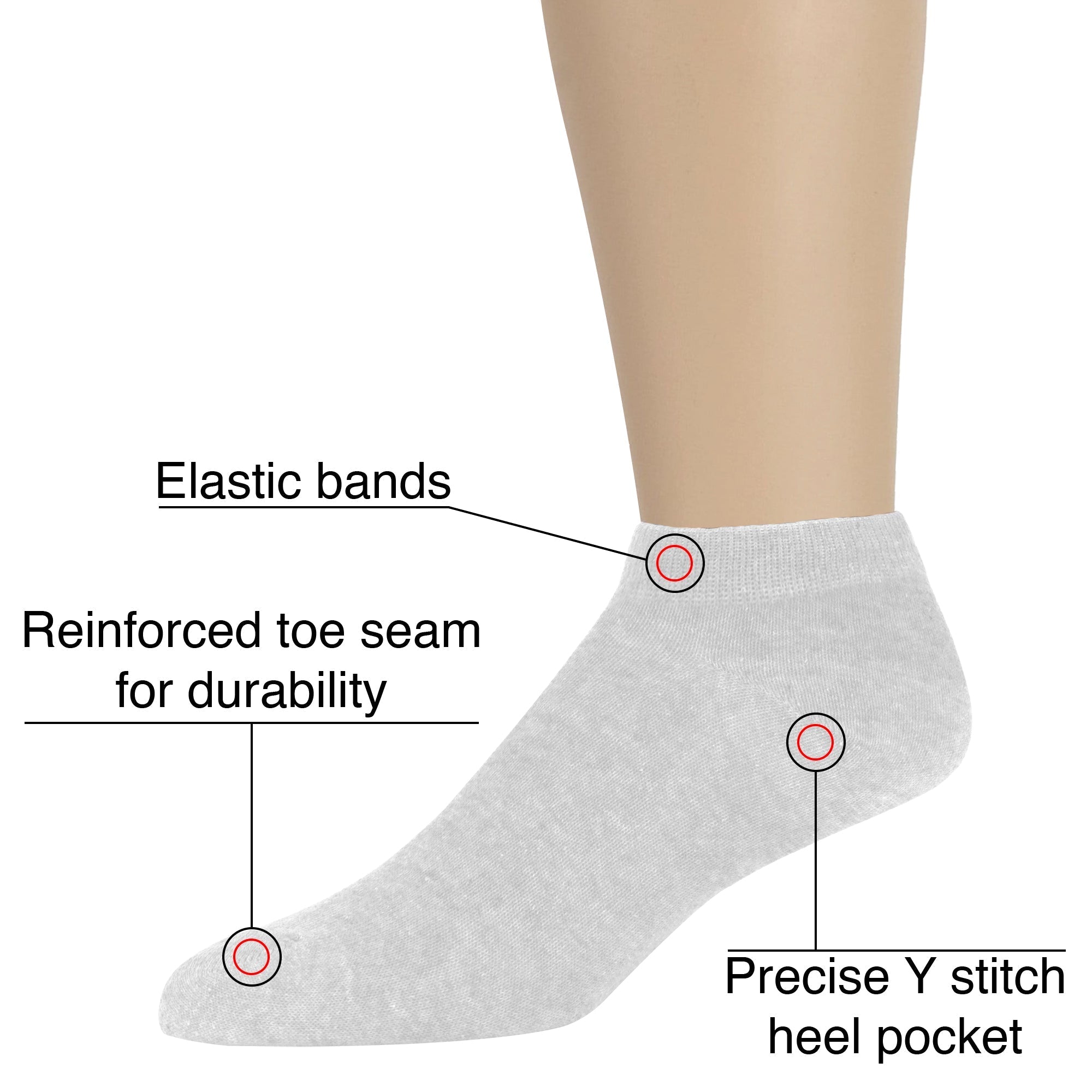 Women's Solid Ankle Socks - 3 Colors - 100 pairs in the Pack