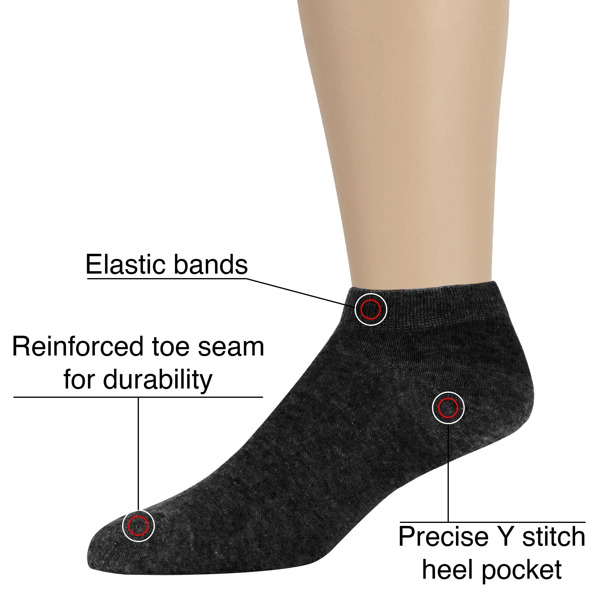 Men's Solid Ankle Socks - Black - 100 pairs in the Pack