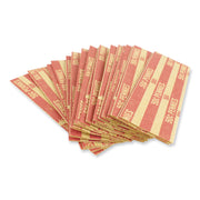 ControlTek Flat Tubular Coin Wrappers for Quarters, 25¢ Denomination, Durable Crimped Heavy Duty Kraft Paper, Red, Pre-printed, 1000 per Box