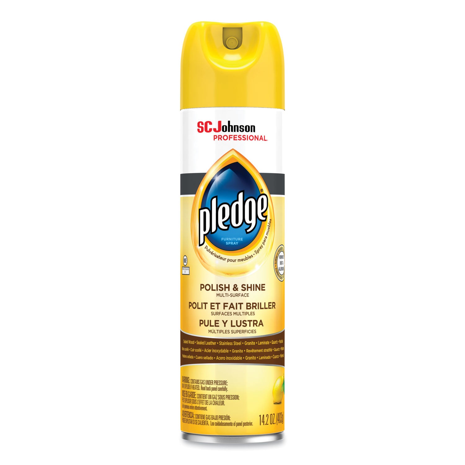 Pledge Lemon Enhancing Polish - 14.2 fl oz (0.4 quart) - Lemon Scent - White - 1 Each