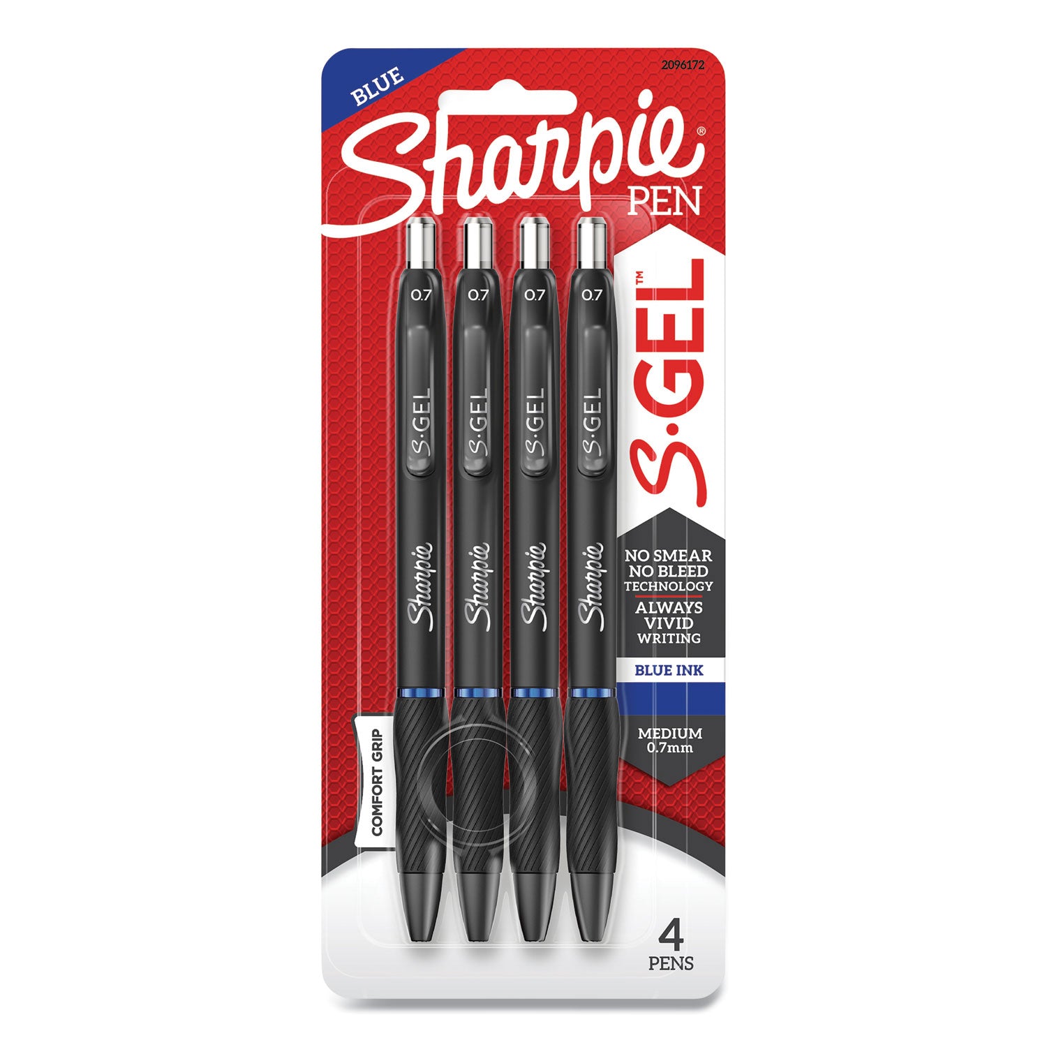 Sharpie S-Gel Pens - 0.7 mm Pen Point - Blue Ink - Gel-based - Black Barrel - 4 / Pack