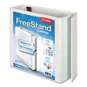 Cardinal FreeStand Easy Open Slant-D Ring Binder, 4" Capacity, 3 Rings, Letter Size, 8.5" x 11", 775 Sheet Capacity, White, Polypropylene, Magnetic Closure, Clear Overlay, PVC-free, 1 Each