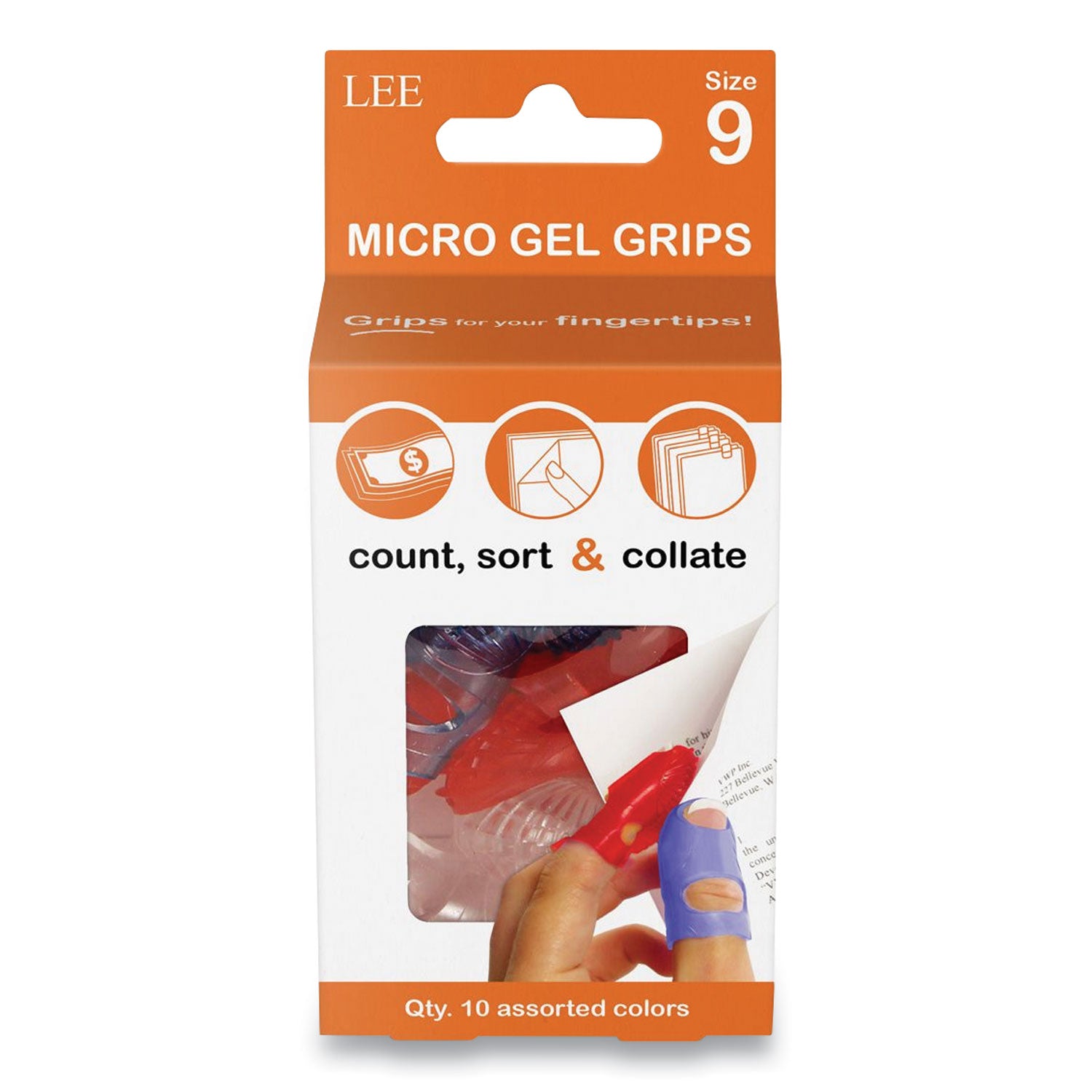 LEE Micro Gel Grips - #9 with 0.75" Diameter - Large Size - Rubber - Assorted - 10 / Pack