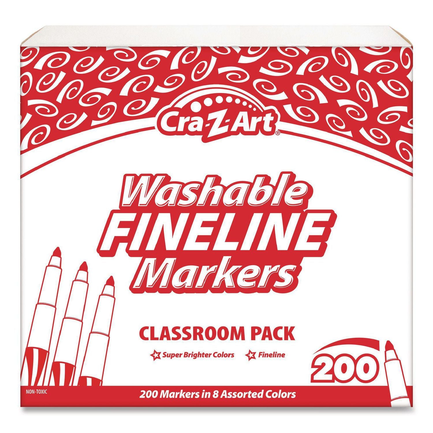 Washable Markers Classroom Pack, Fine Point, 8 Color, Pack of 200