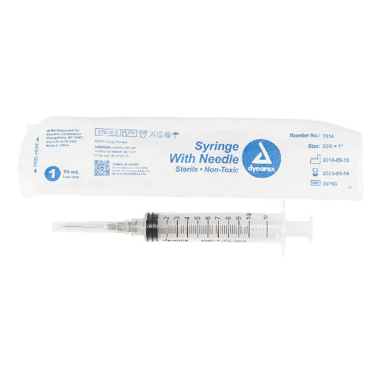 Syringe - Non-Safety with Needle - Luer Lock, 22G, 1" Needle, 10 cc - 100 per box / 4 boxes per case