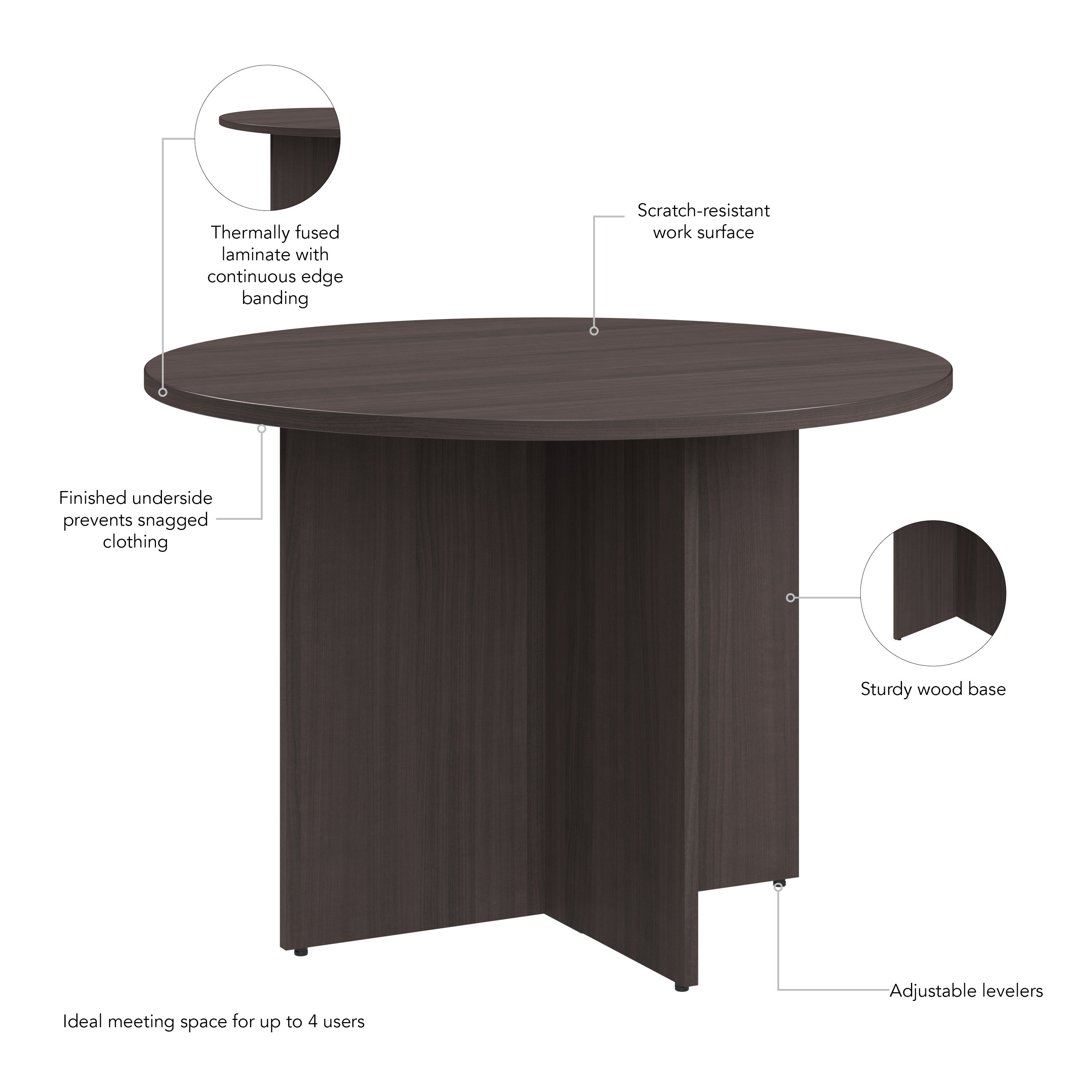 Bush Business Furniture 42-inch Round Conference Table with Wood Base in Storm Gray - 41.38" Width x 41.38" Depth x 28.65" Height