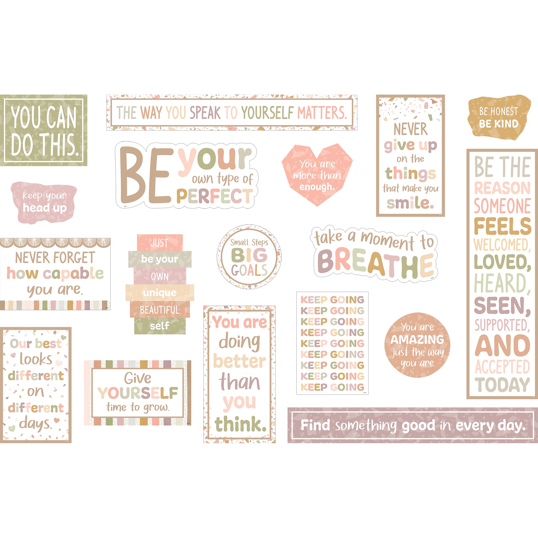 Terrazzo Tones Mini Bulletin Board Set, 18 Pieces