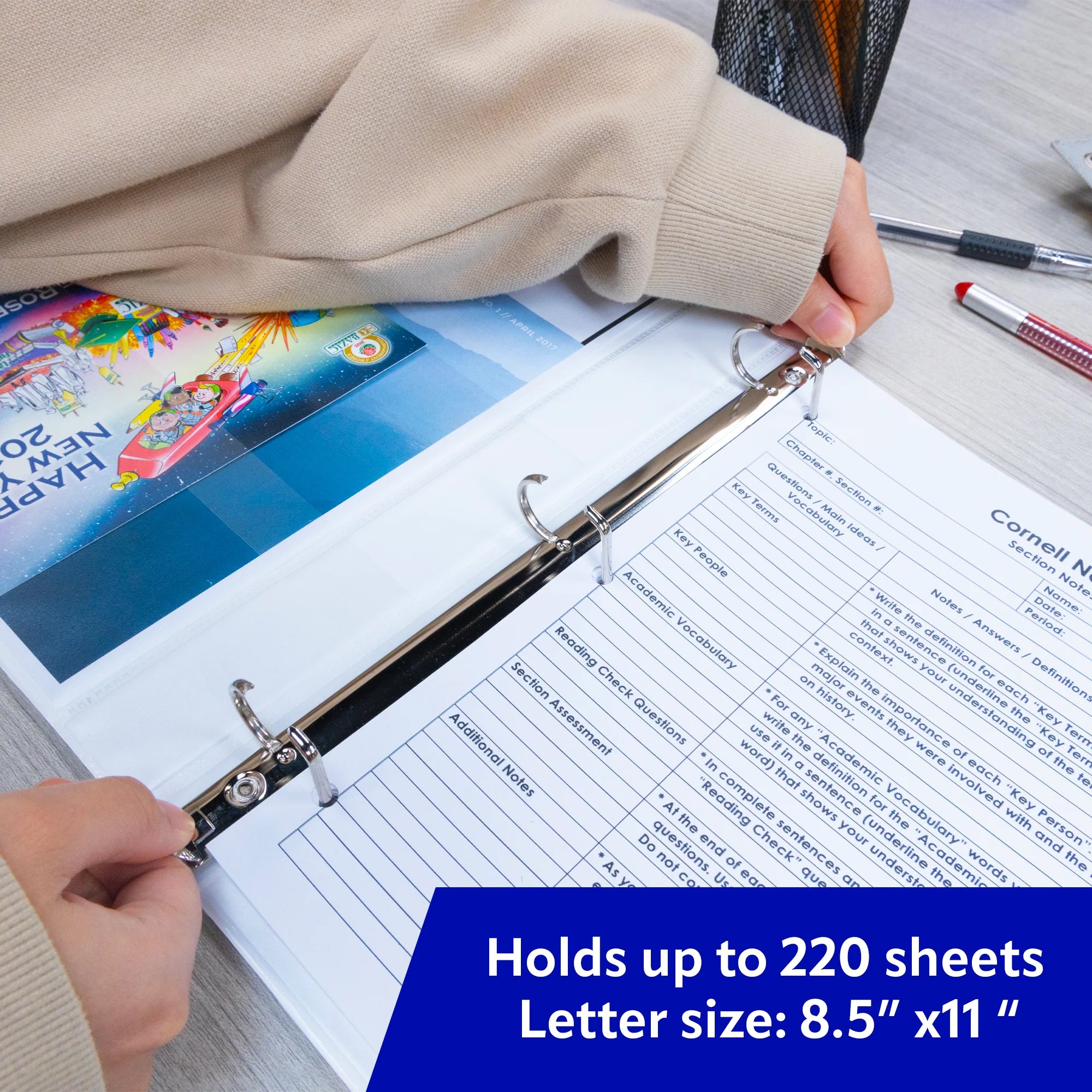PVC-Free Slant-D Ring View Binder with 4-Pockets, 1", White