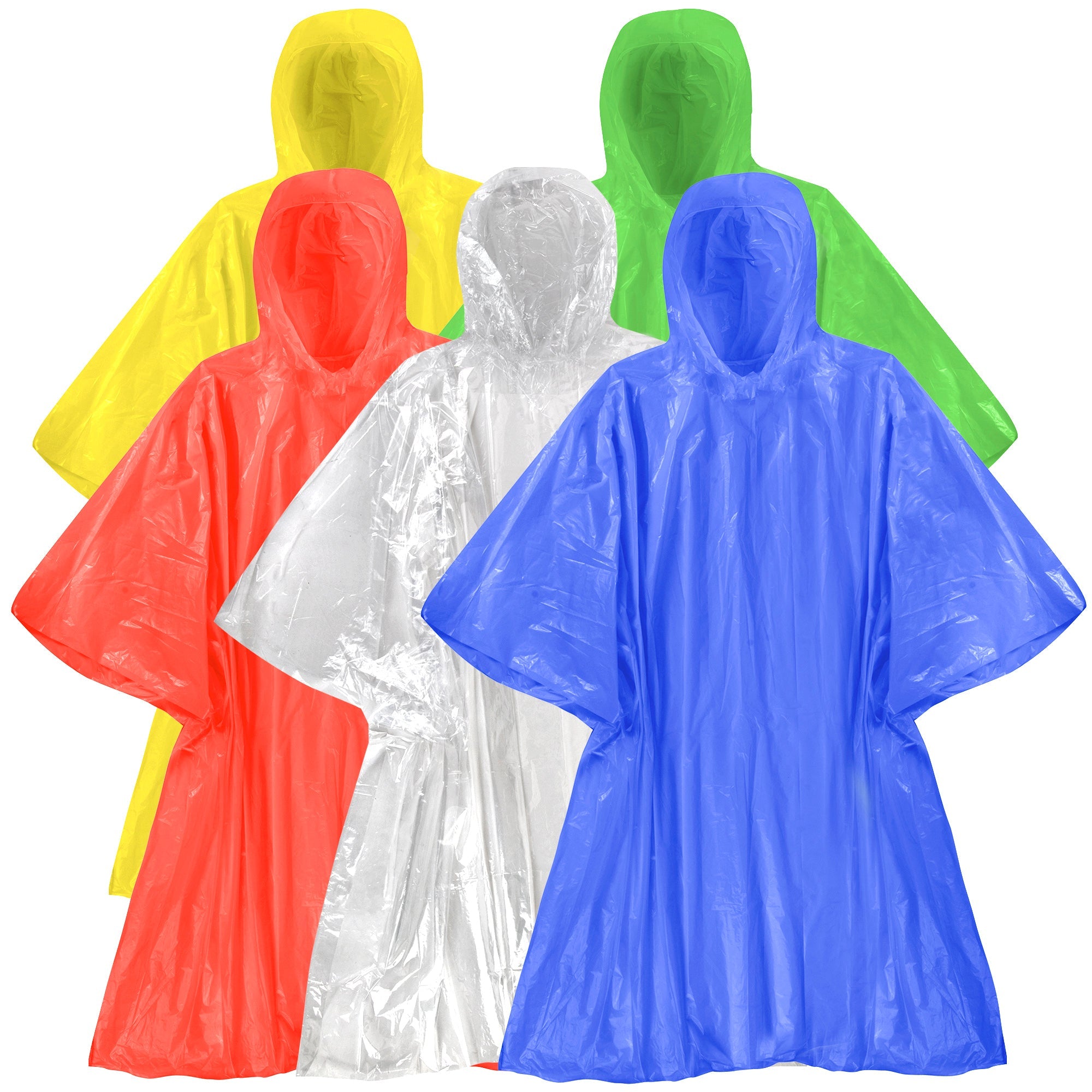 Disposable Rain Ponchos - 5 Colors - 200 in the Pack