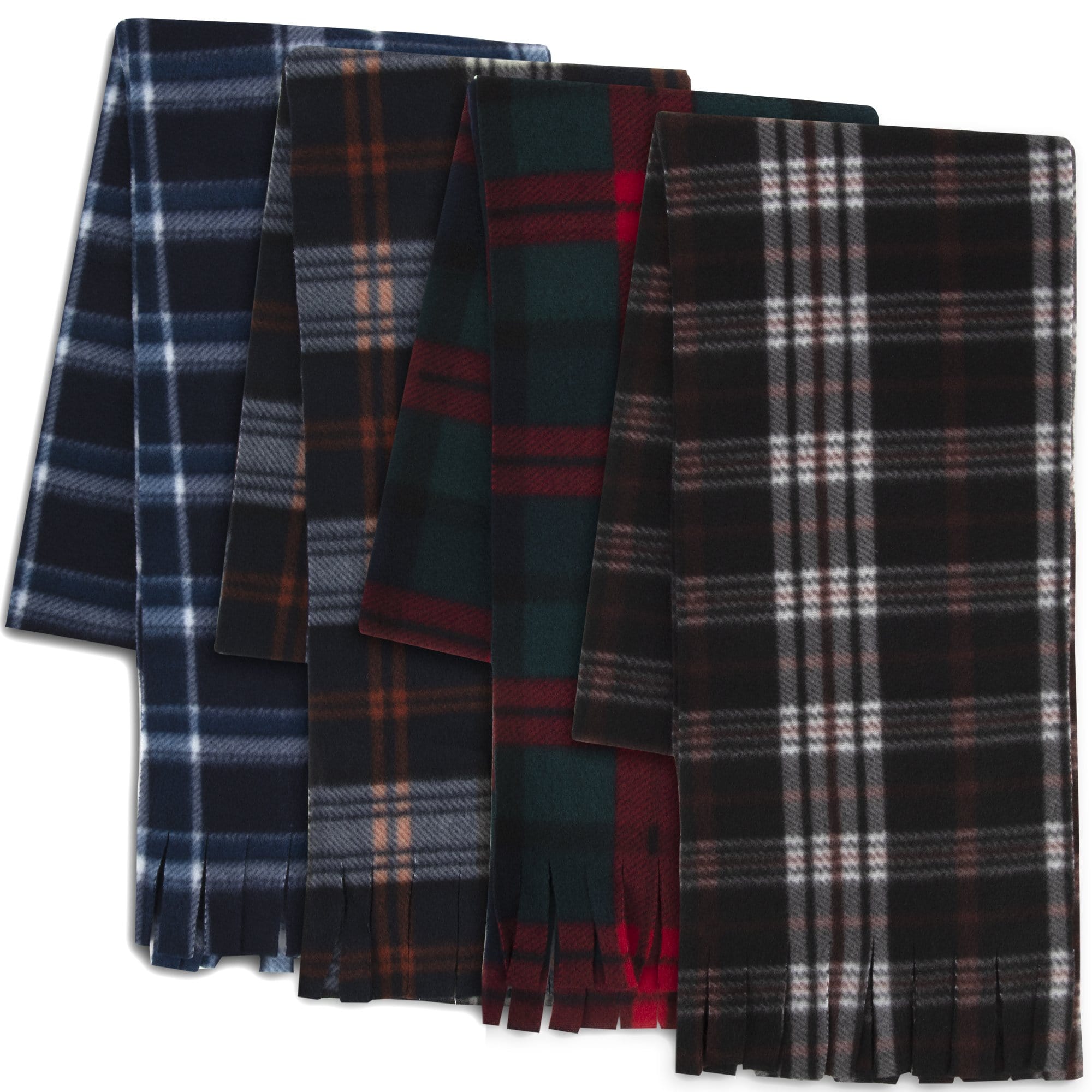 Adult Fleece Scarves 60" x 8" With Fringe - Flannel Scarves - 100 in the Pack