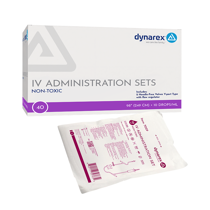 IV Administration Set - 10 Drops/mL, 98", 2 Needle-free, Y Port Flow Reg, 40 per Box
