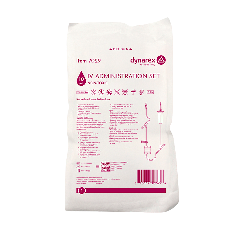 IV Administration Set - 10 Drops/mL, 98", 2 Needle-free, Y Port Flow Reg, 40 per Box