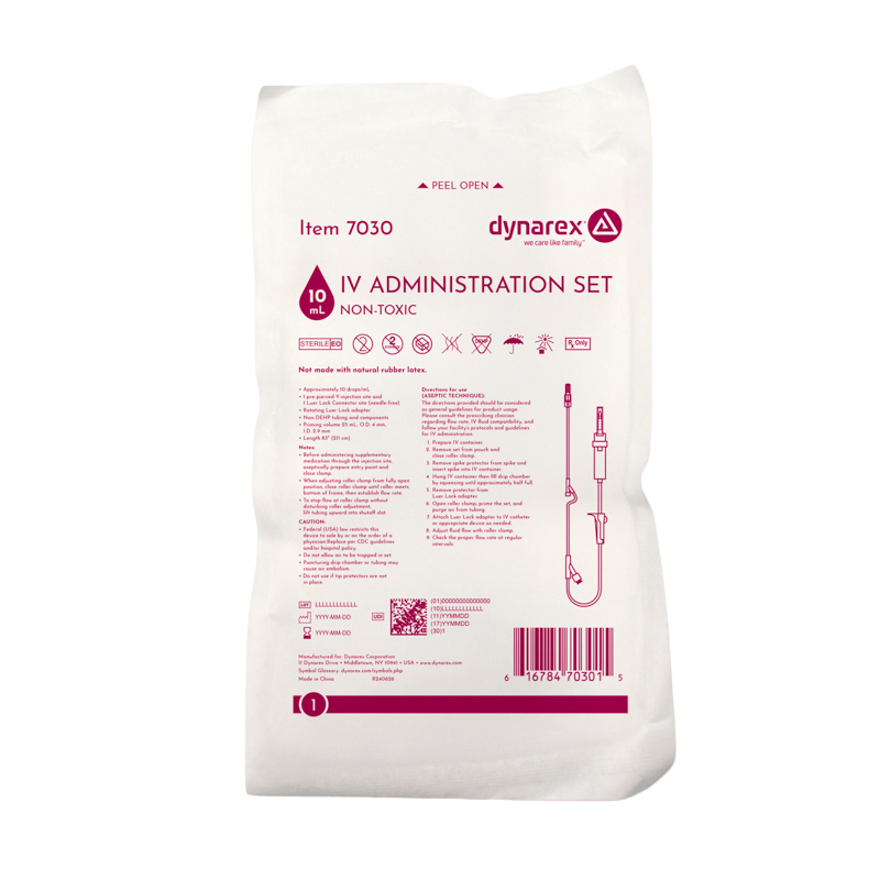 IV Administration Set - 10 Drops/mL, 83", 1 Needleless Port, 1 Inje, 50 per Box
