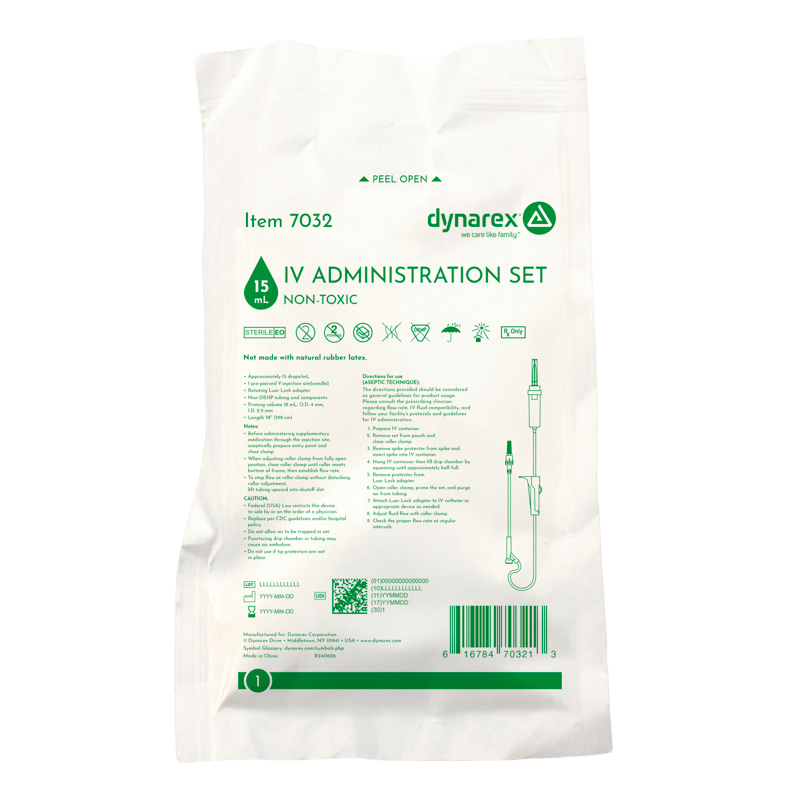 IV Administration Set - 15 Drops/mL, 78", 1 Injection Site, 50 per Box