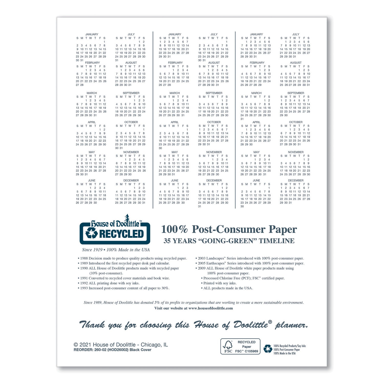 Julian Dates - Monthly - 14 Month - December 2025 to January 2027 - 1 Month Double Page Layout - 10" x 7" Block - Sewn - Black - Leatherette - Black Cover - Notes Area - 1 Each