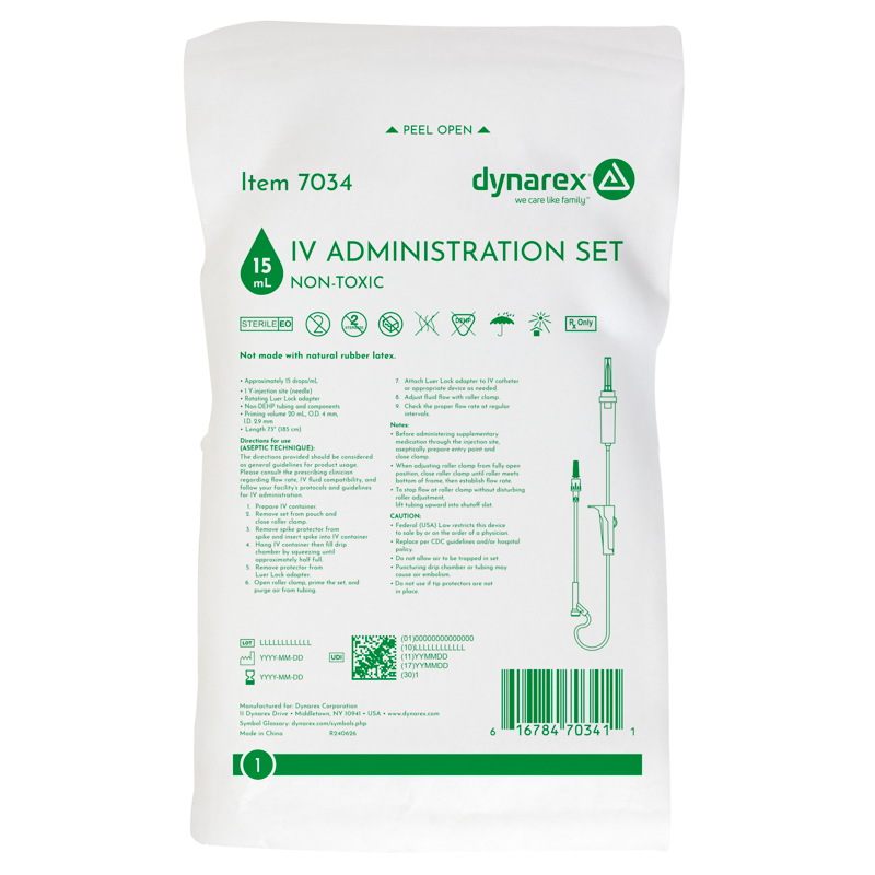 IV Administration Set - 15 Drops/mL, 73", 1 Injection Site, 50 per Box
