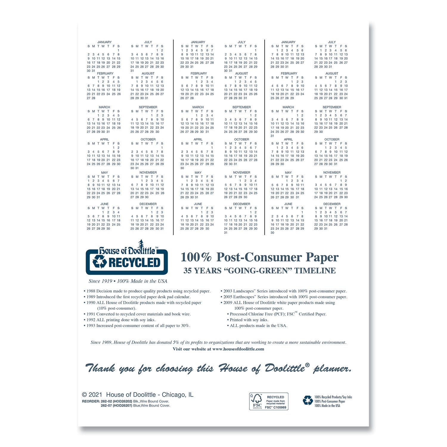 Julian Dates - Monthly - December 2025 to January 2027 - 1 Month Double Page Layout - 8 1/2" x 11" Sheet Size - 2.12" x 1.87" Block - Simulated Leather - Blue Cover - 1 Each