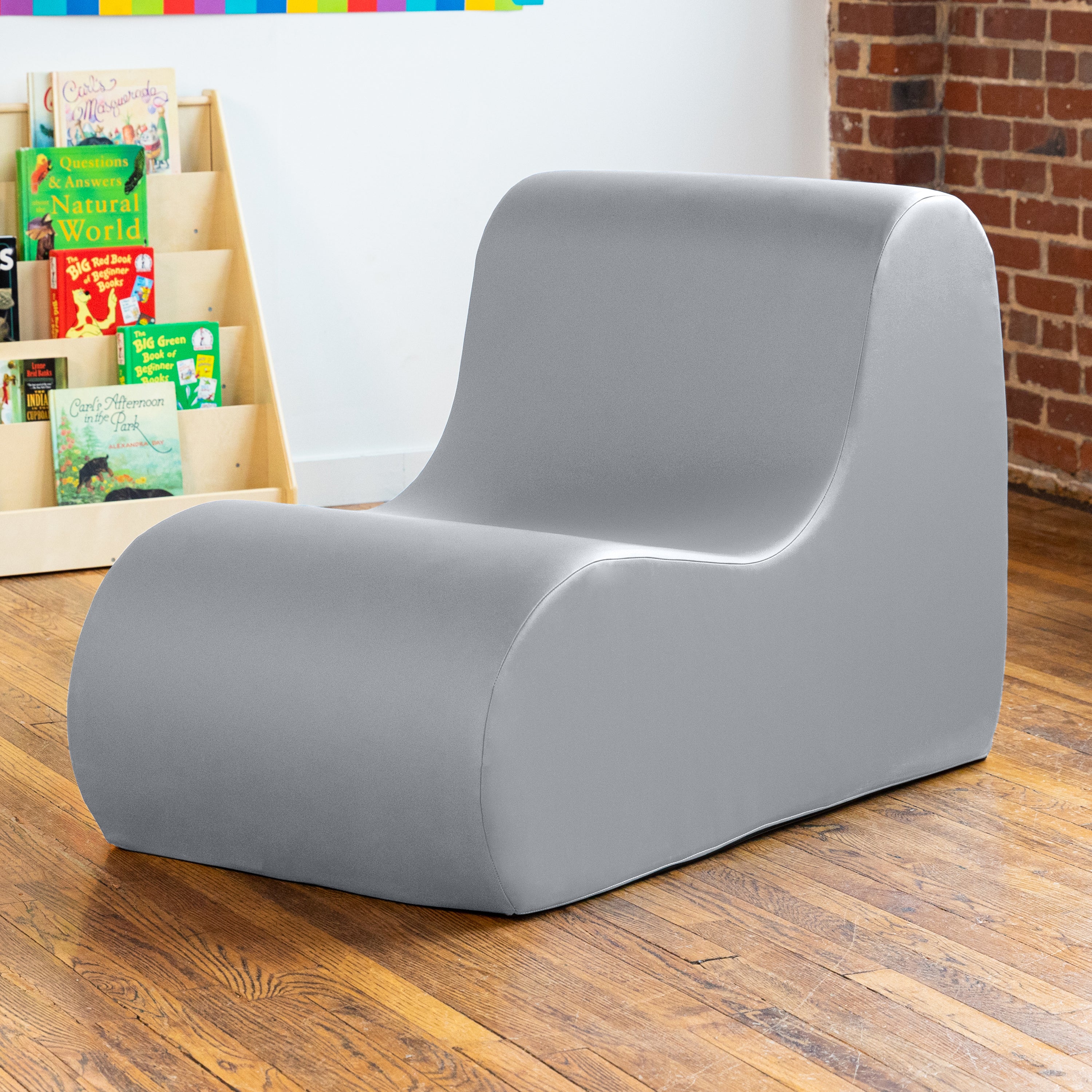 Jaxx Midtown Large Classroom Soft Foam Chair - Premium Vinyl Cover, Submarine Grey