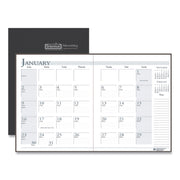 Monthly - 14 Month - December 2025 to January 2027 - 1 Month Double Page Layout - 8 1/2" x 11" Sheet Size - 1.75" x 1.75" Block - Leatherette, Paper - Black Cover - Notepad, Reference Calendar - 1 Each