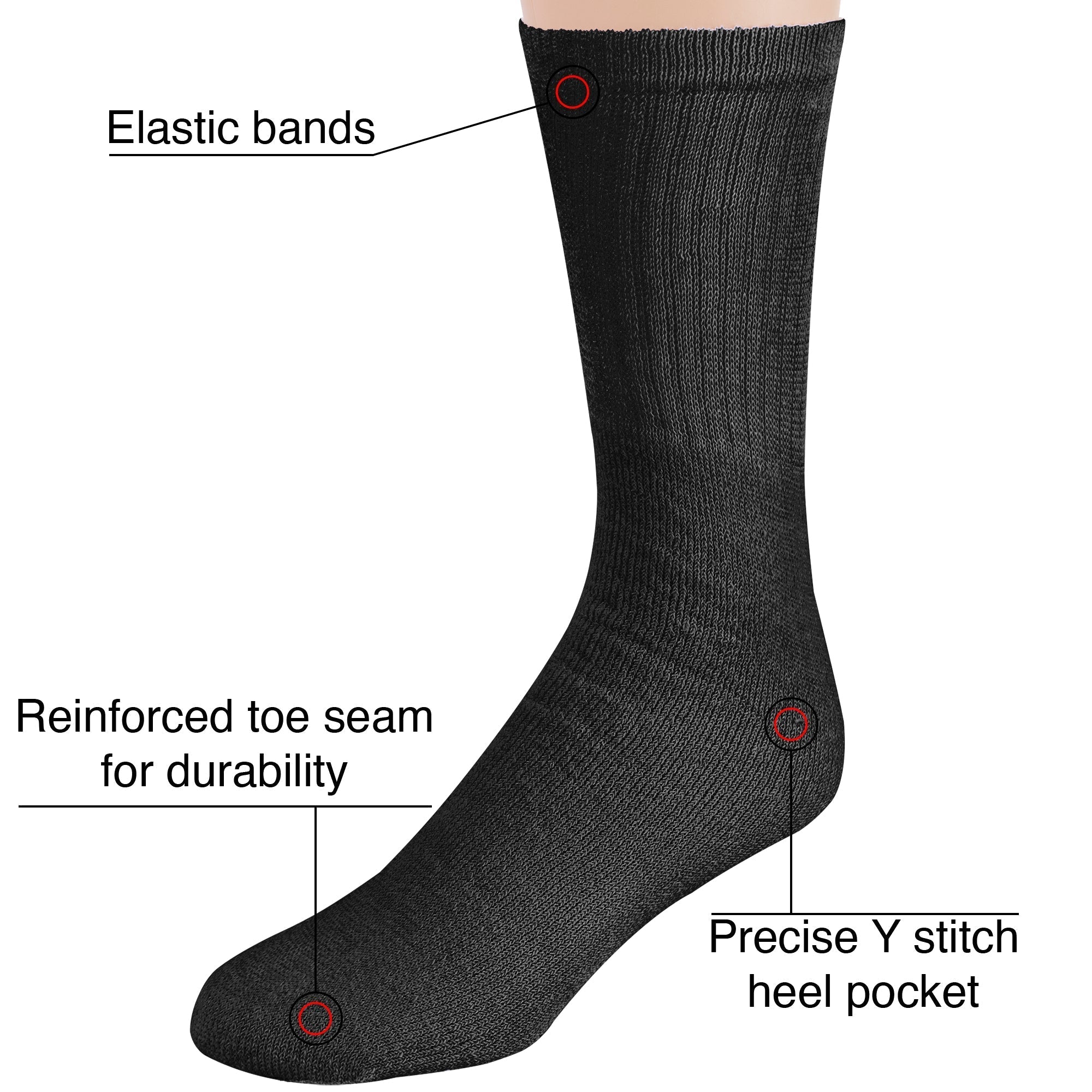 Men's Solid Tube Socks - Black  - 100 pairs in the Pack