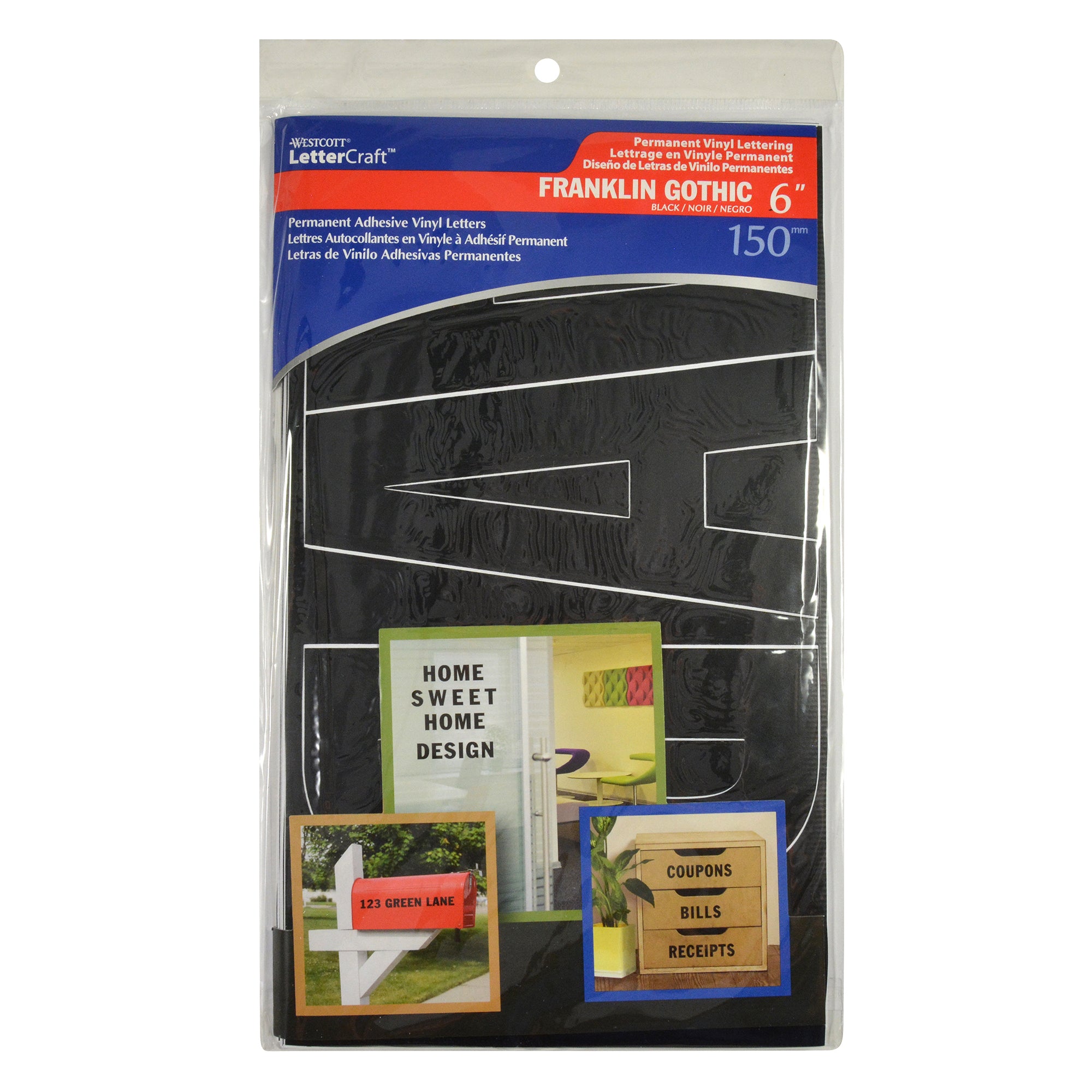 LetterCraft Permanent Vinyl Lettering, Franklin Gothic, 6-Inch, Black