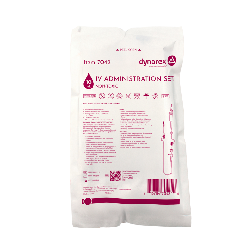 IV Administration Set - 10 Drops/mL, 112", 2 Needleless Ports, 50 per Box