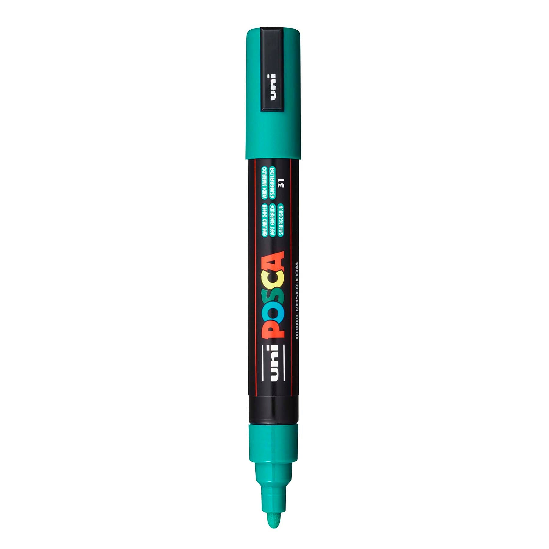 uni® POSCA PC-5M Water-Based Paint Markers, Reversible Medium Tip (1.8-2.5mm), Emerald Green