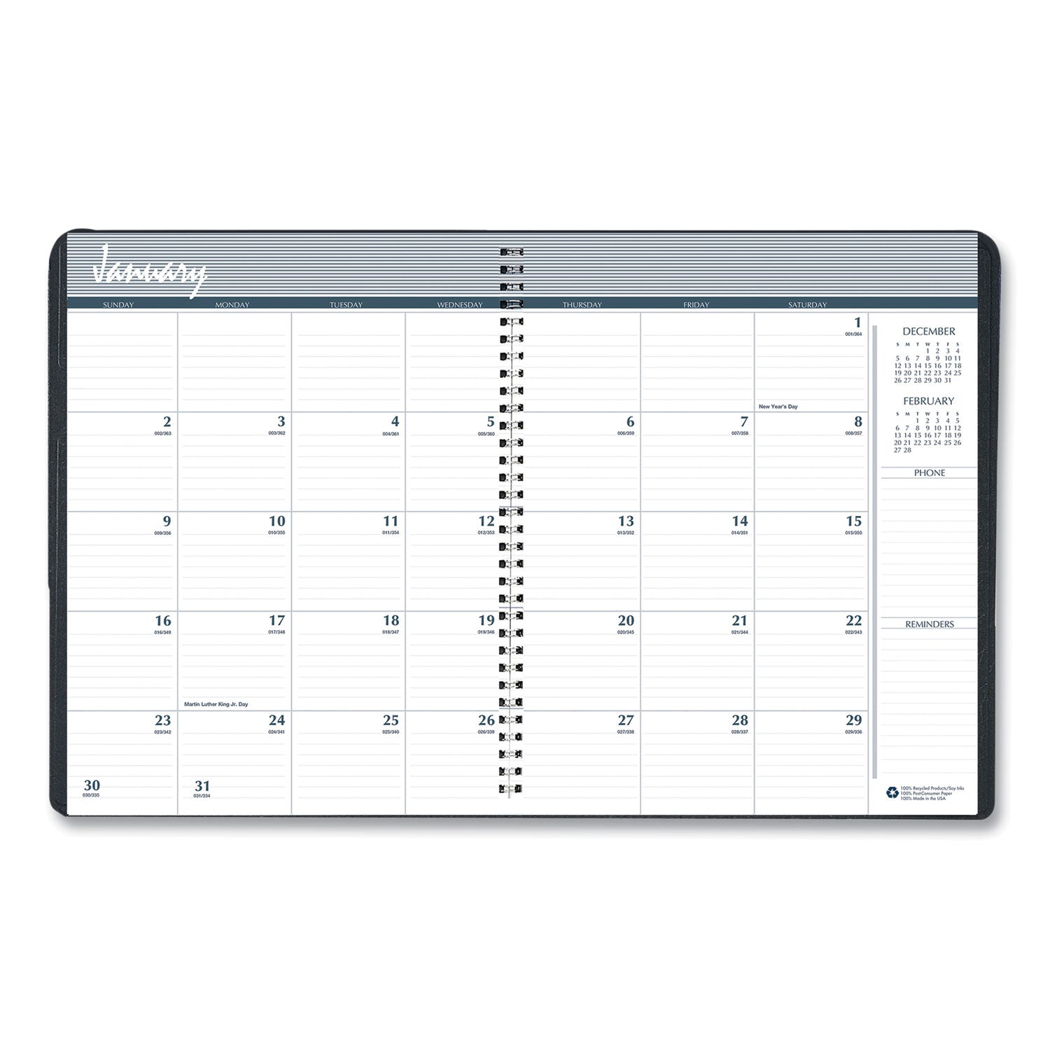 Monthly - 14 Month - December 2025 to January 2027 - Black Cover - 1 Each
