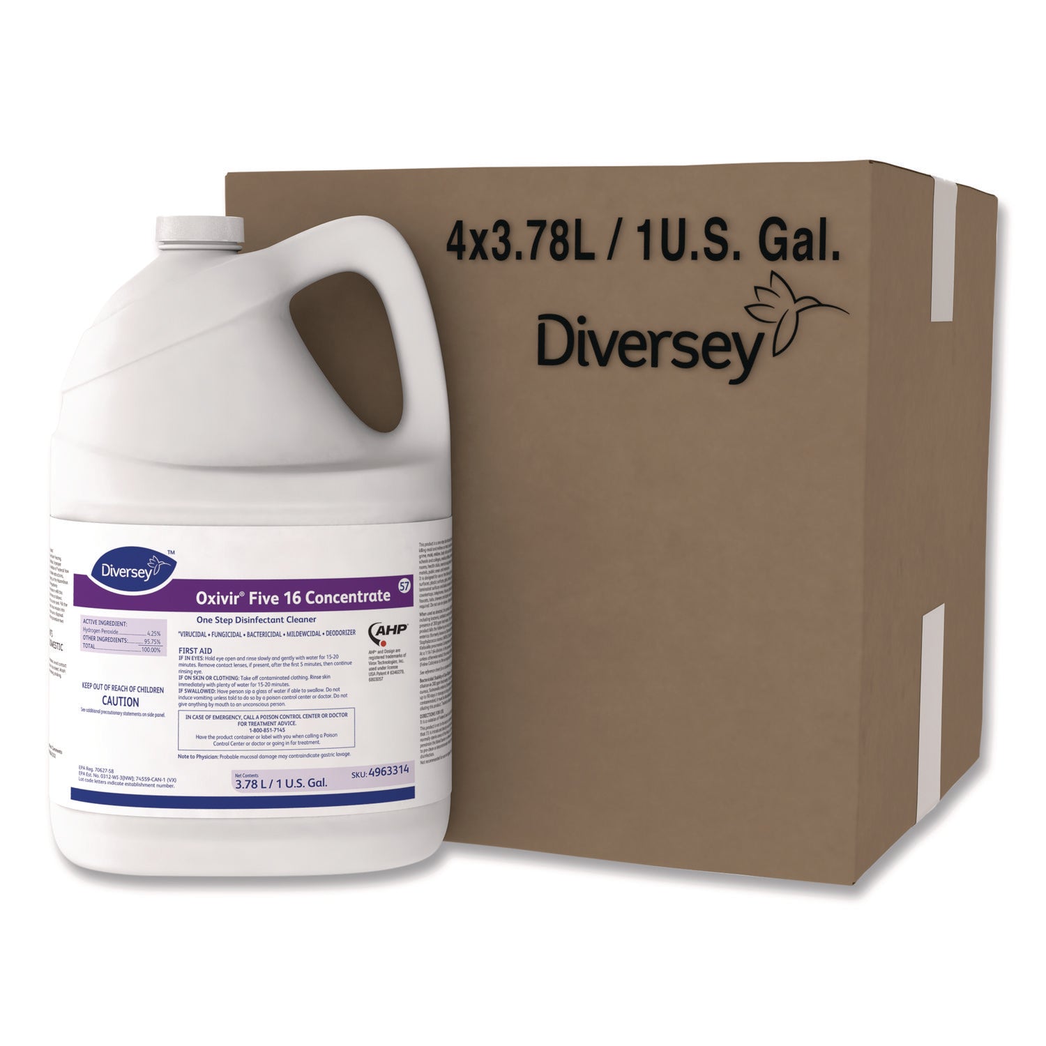 Five 16 One-Step Disinfectant Cleaner, 1 Gal Bottle, 4/carton