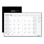 Julian Dates - Monthly - 14 Month - December 2025 to January 2027 - 1 Month Double Page Layout - 10" x 7" Block - Sewn - Black - Leatherette - Black Cover - Notes Area - 1 Each