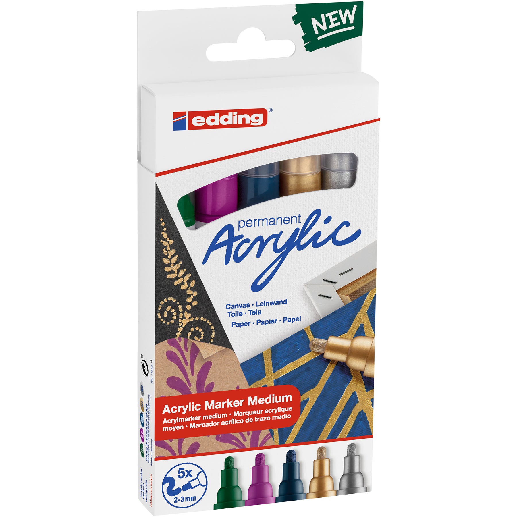 edding 5100 Acrylic Marker - Medium - Set of 5 Assorted - Festive